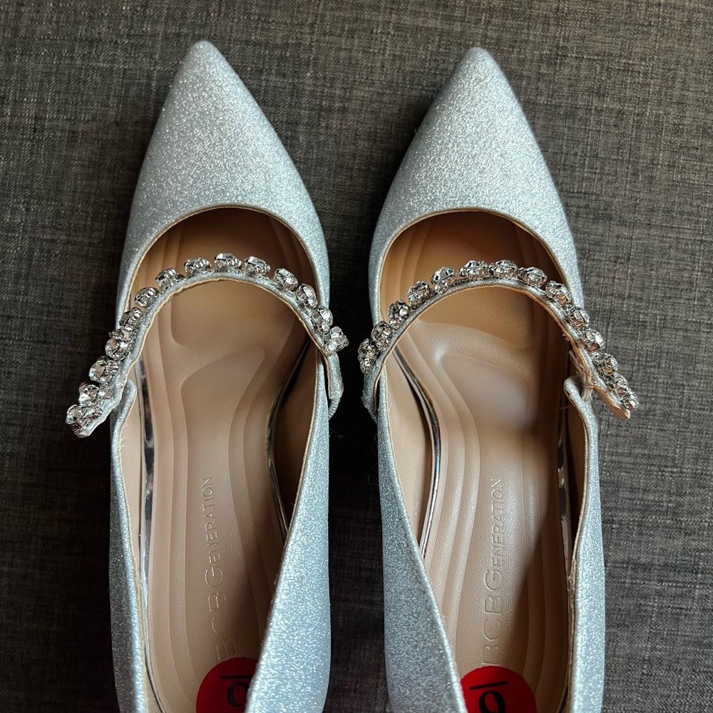 Bcbgeneration Silver Heels With Crystal Strap - image 4